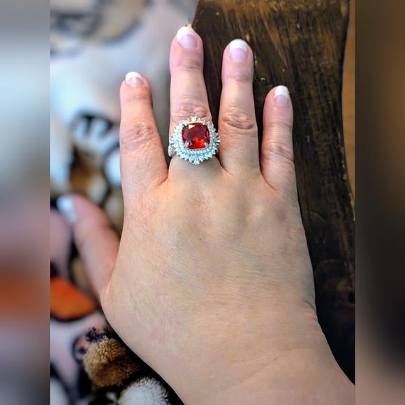 Ruby & Clear CZs Statement Ring - Picture 7 of 7